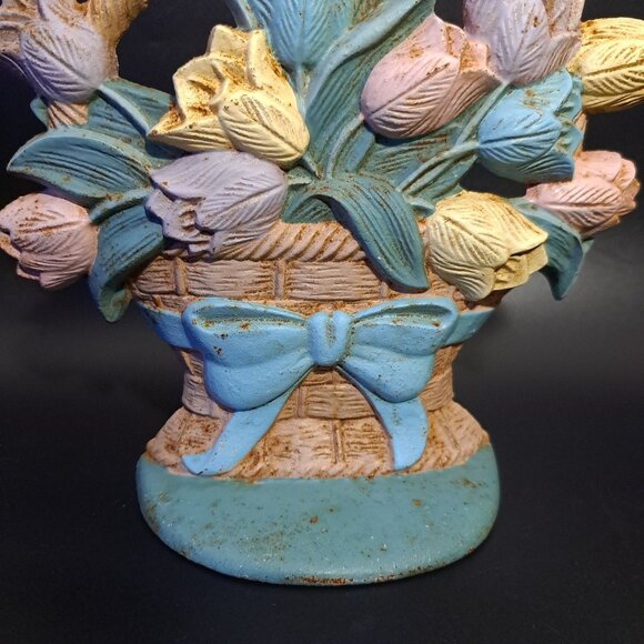Cast Iron Door Stopper Midwest Imports Tulips In A Basket Vintage - Picture 6 of 16